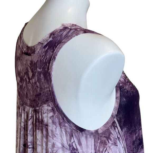 Vocal purple tie dye tank top with rhinestones size S - Picture 11 of 16